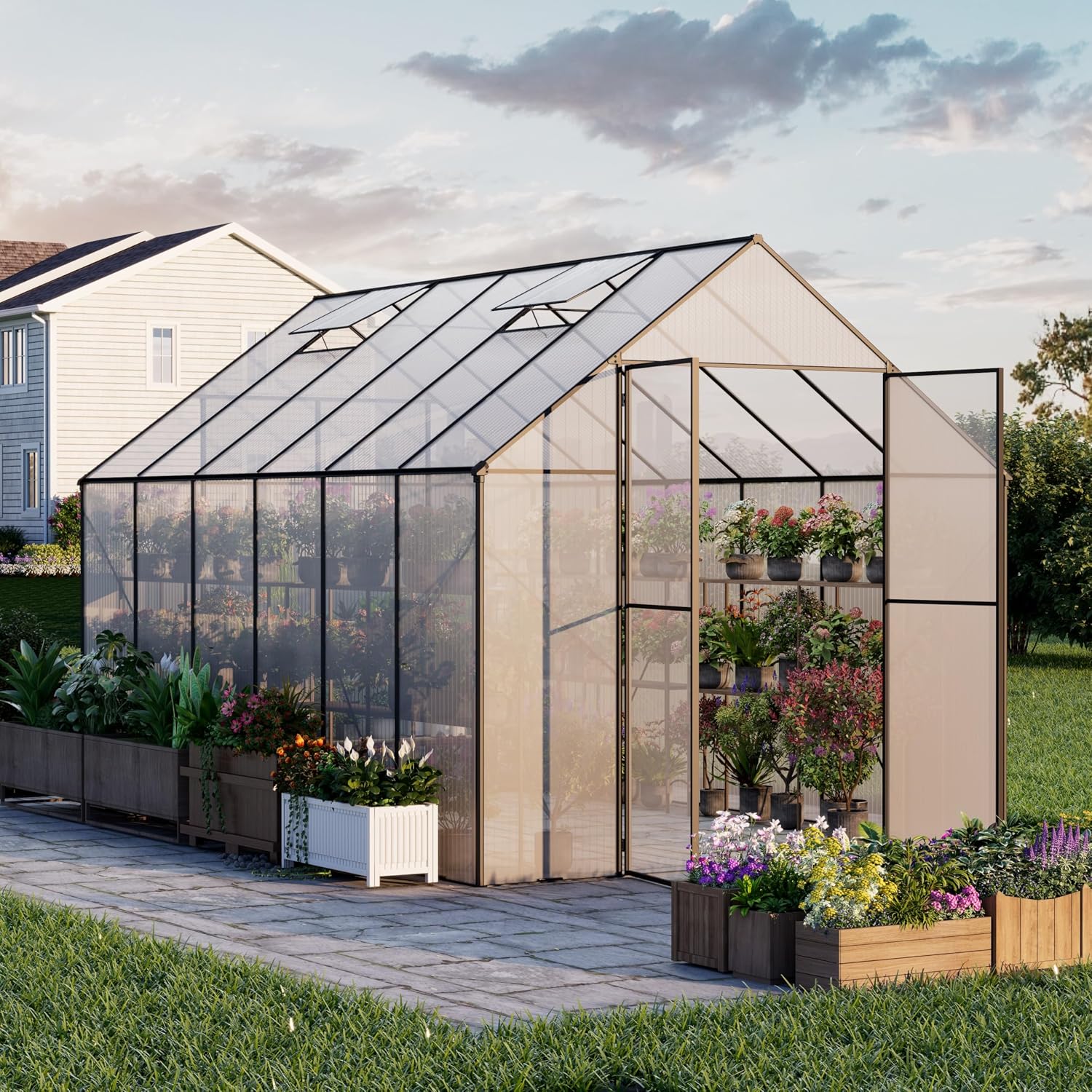 Polycarbonate Greenhouse Aluminum Frame - Walk-in Greenhouse Polycarbonate Aluminum Frame Lockable