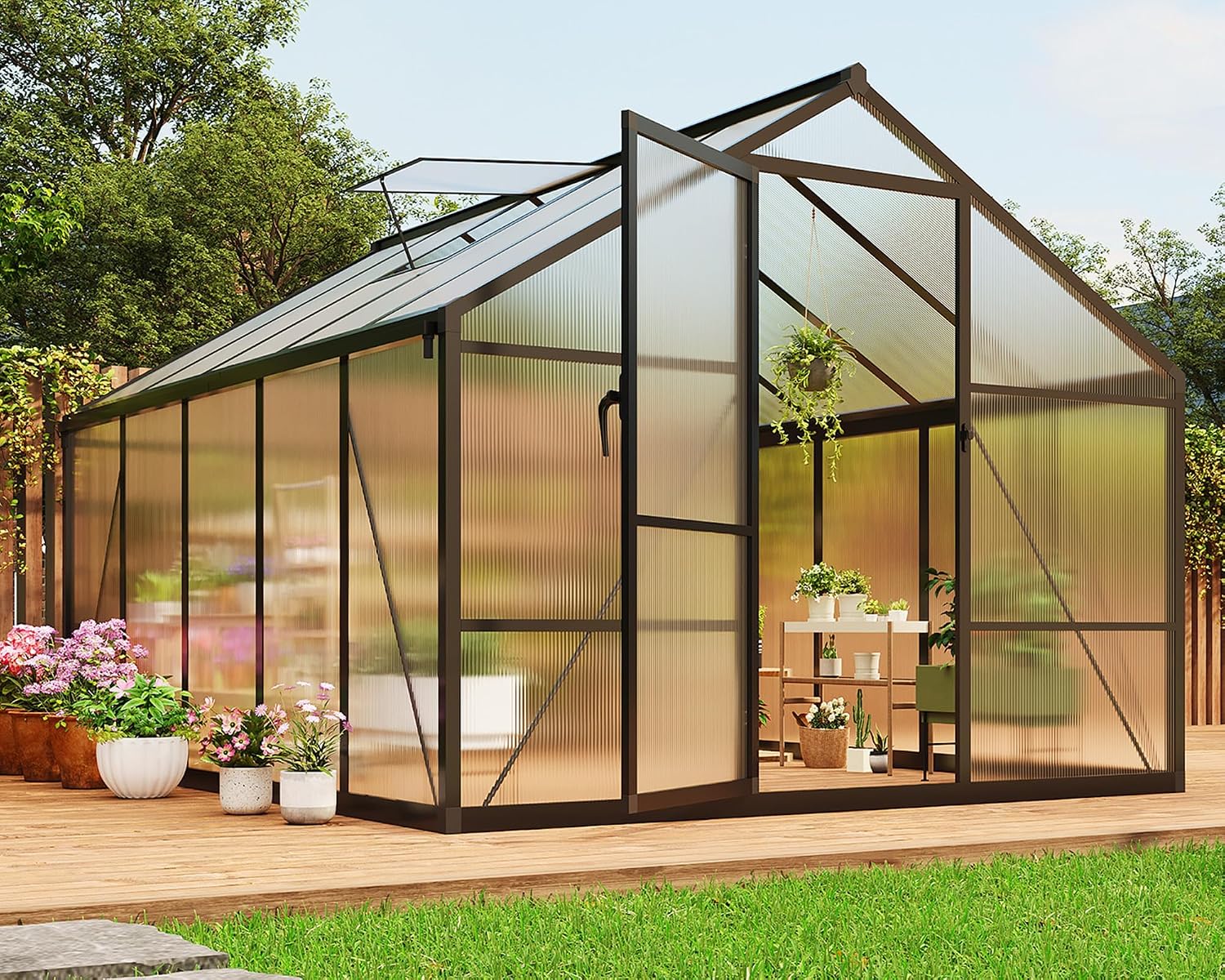 Polycarbonate Greenhouse Aluminum Frame - 8x10 FT Greenhouse, Greenhouses for Outside,