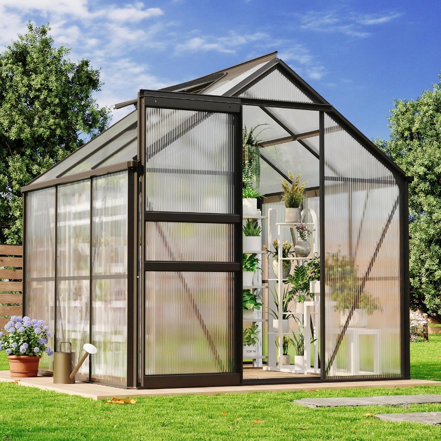 Polycarbonate Greenhouse Aluminum Frame - 6x6 Ft Polycarbonate Greenhouse with Rust-Resistant