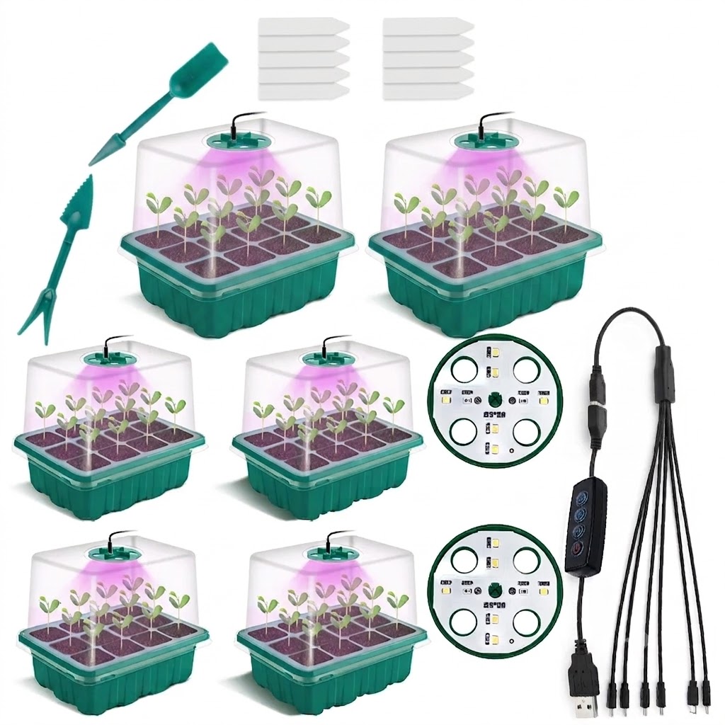 Seed Starter Tray Kit With Grow Light - Full Spectrum LED Grow Light Nursery