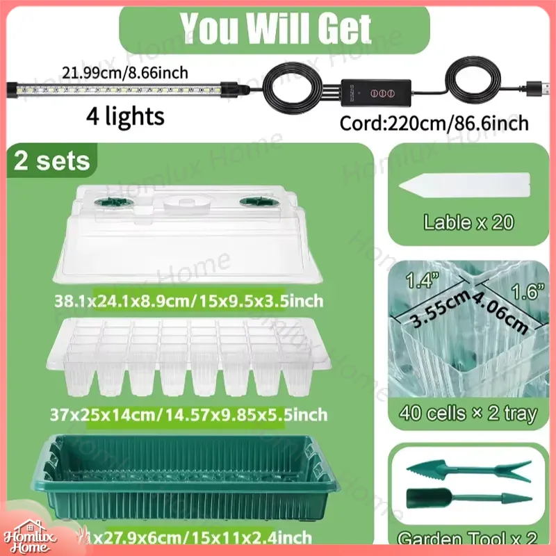 2 Packs Seed Starter Trays wit - огляд і ціна Seed Starter Tray Kit With Grow Light