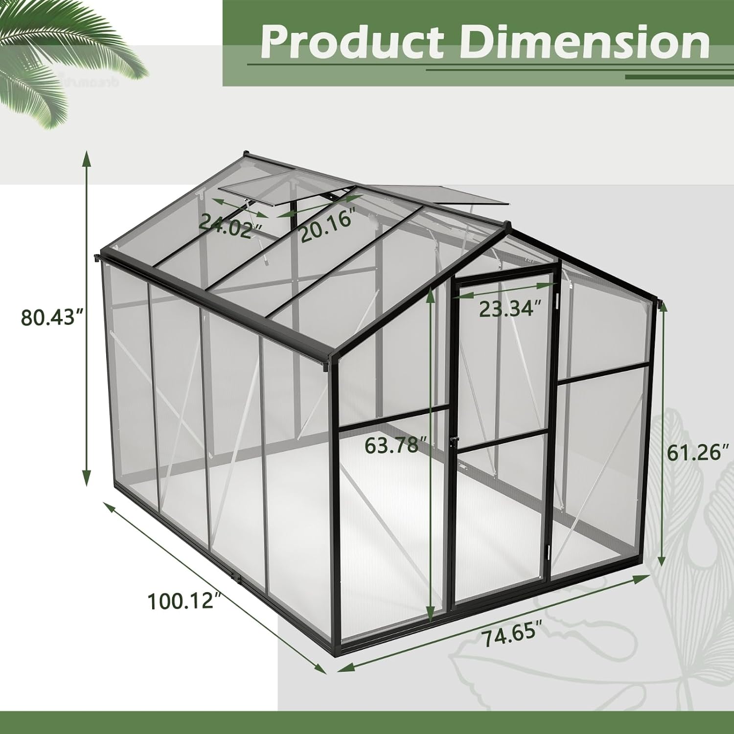 Walk-in Greenhouse UV-Coated P - огляд і ціна Polycarbonate Greenhouse Aluminum Frame