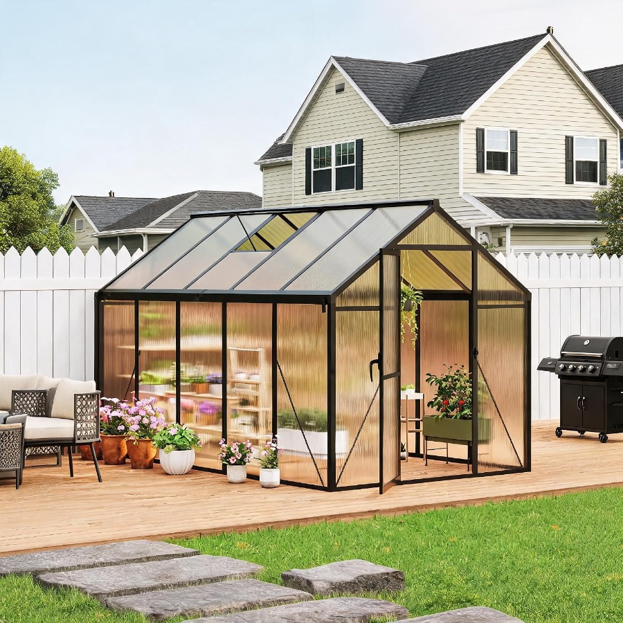 All-Season Walk-in Polycarbona - огляд і ціна Polycarbonate Greenhouse Aluminum Frame