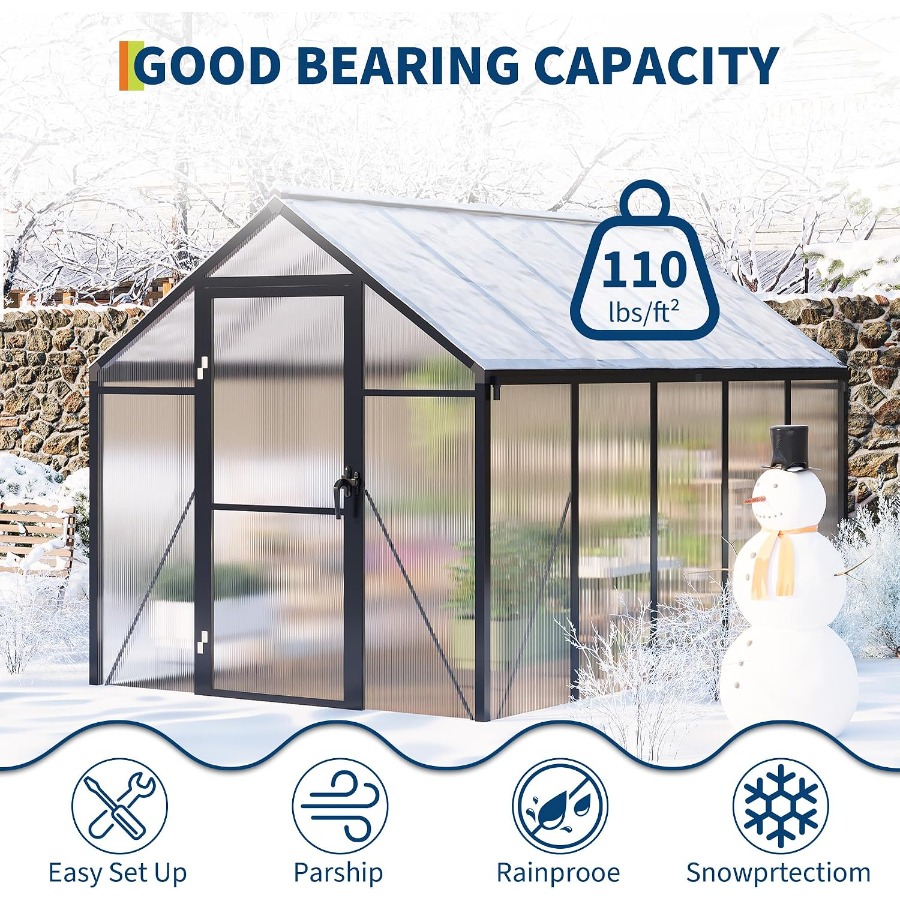 All-Season Walk-in Polycarbona - огляд і ціна Polycarbonate Greenhouse Aluminum Frame