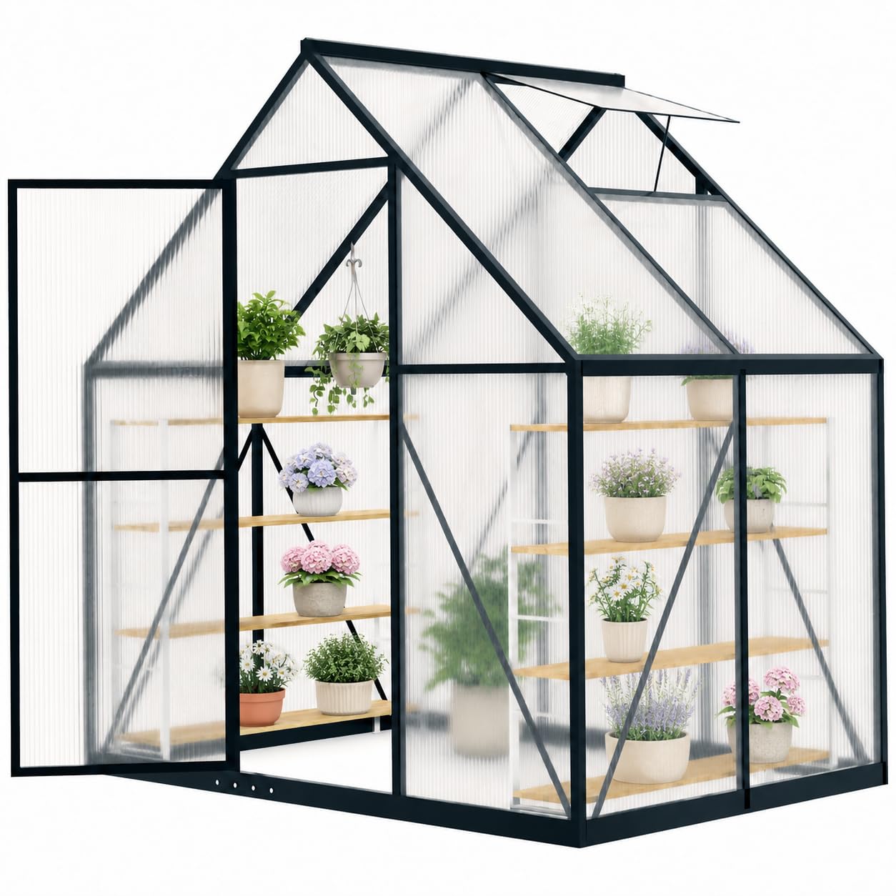 6x4 FT Small Polycarbonate Gre - огляд і ціна Polycarbonate Greenhouse Aluminum Frame