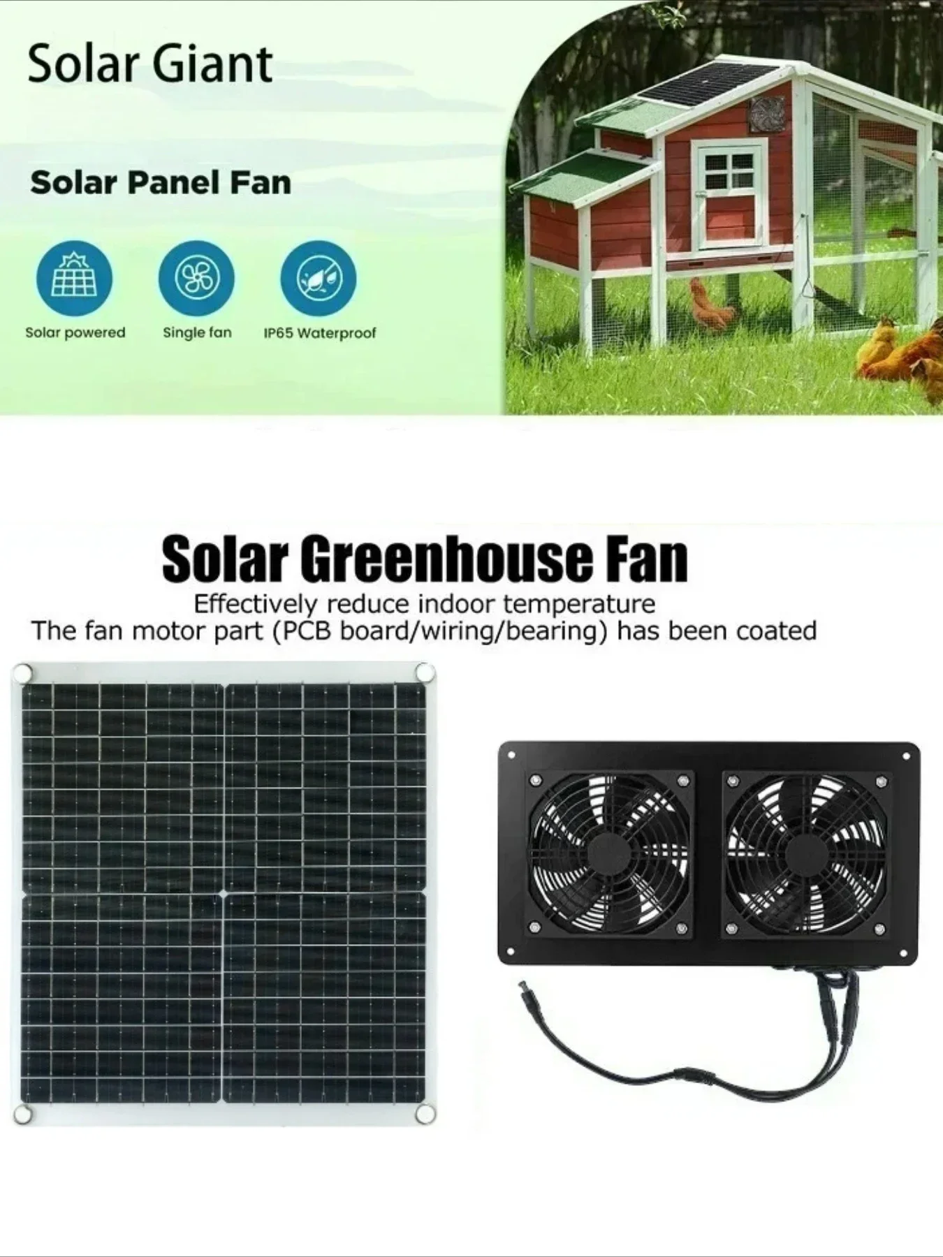 NEW Solar Panel Dual Exhaust F - огляд і ціна Greenhouse Circulation Fan Waterproof