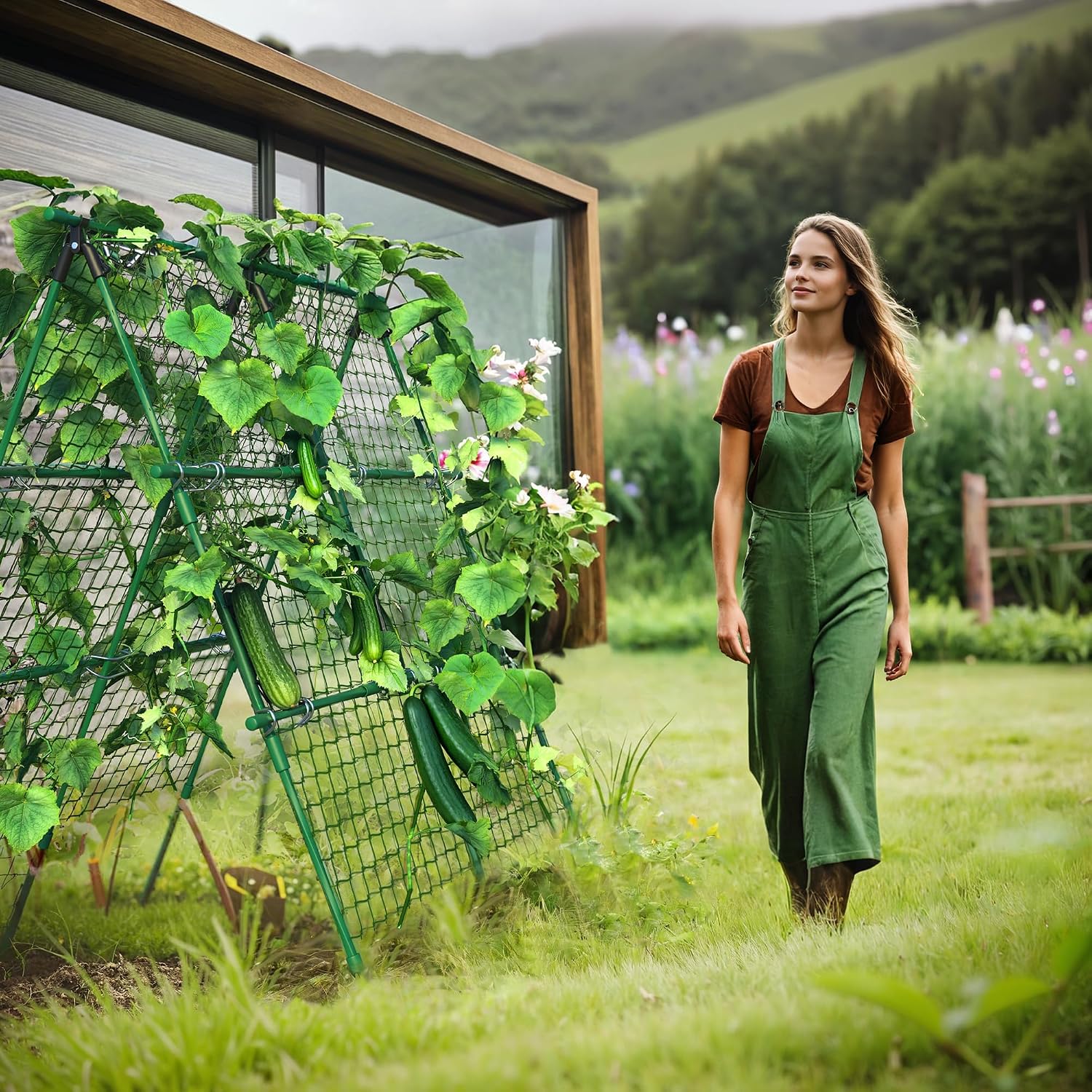 Cucumber Trellis, 4 ft x 4 ft  - огляд і ціна Plant Support Trellis Netting Climbing