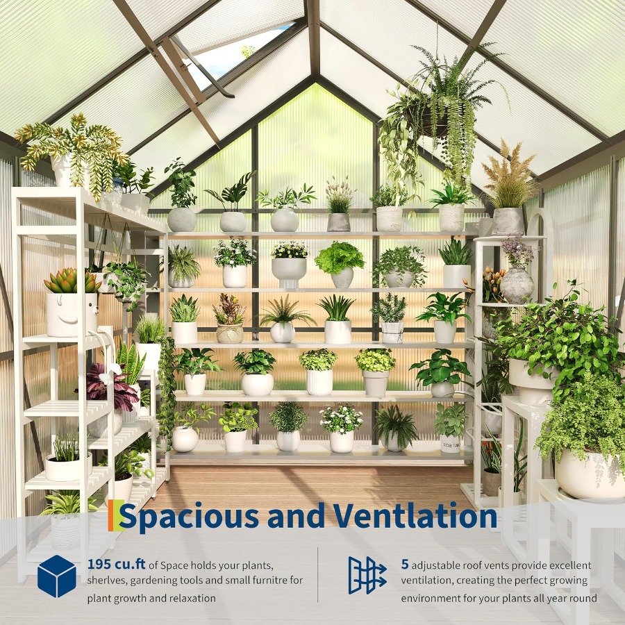 6x6 Ft Polycarbonate Greenhous - огляд і ціна Polycarbonate Greenhouse Aluminum Frame