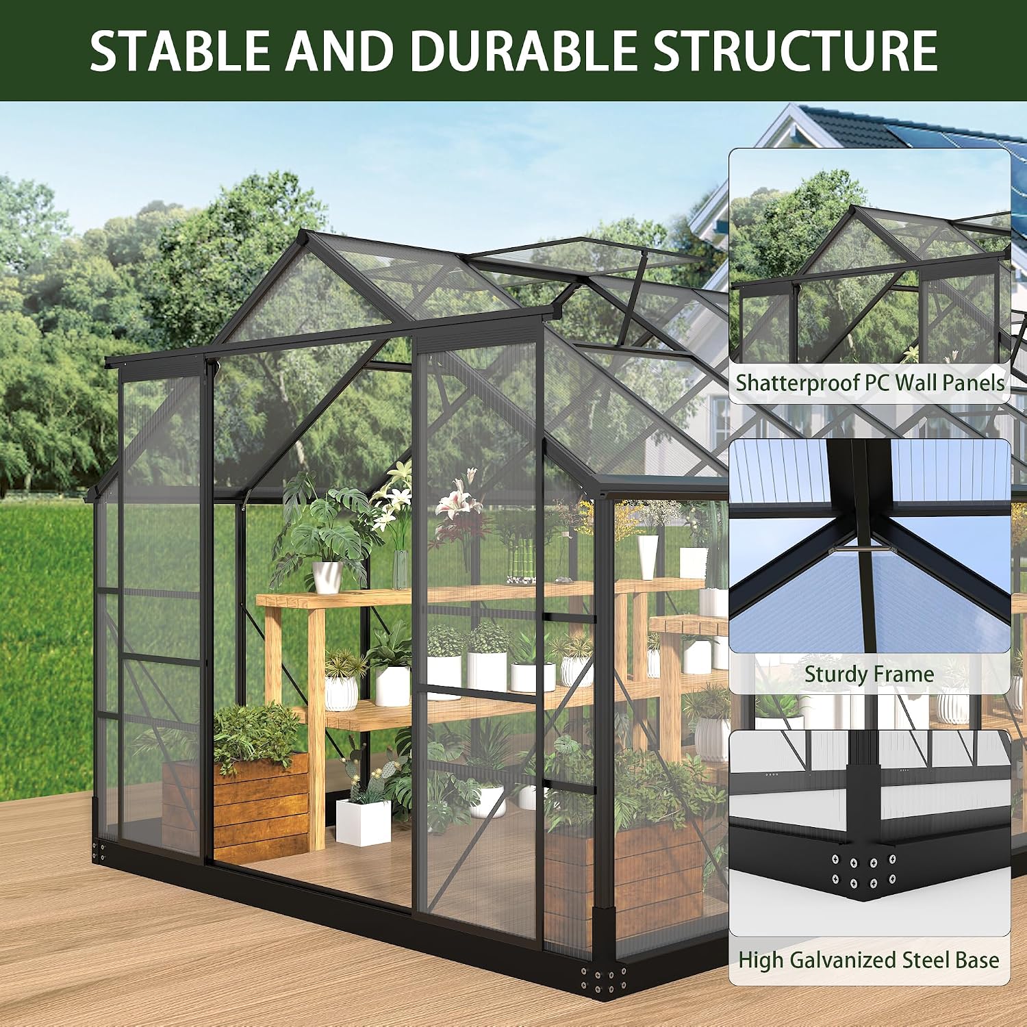 Polycarbonate Greenhouses, 8x1 - огляд і ціна Polycarbonate Greenhouse Aluminum Frame