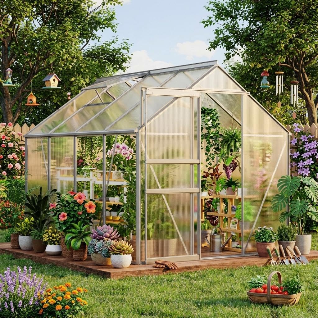 6 x 8 ft Polycarbonate Greenho - огляд і ціна Polycarbonate Greenhouse Aluminum Frame