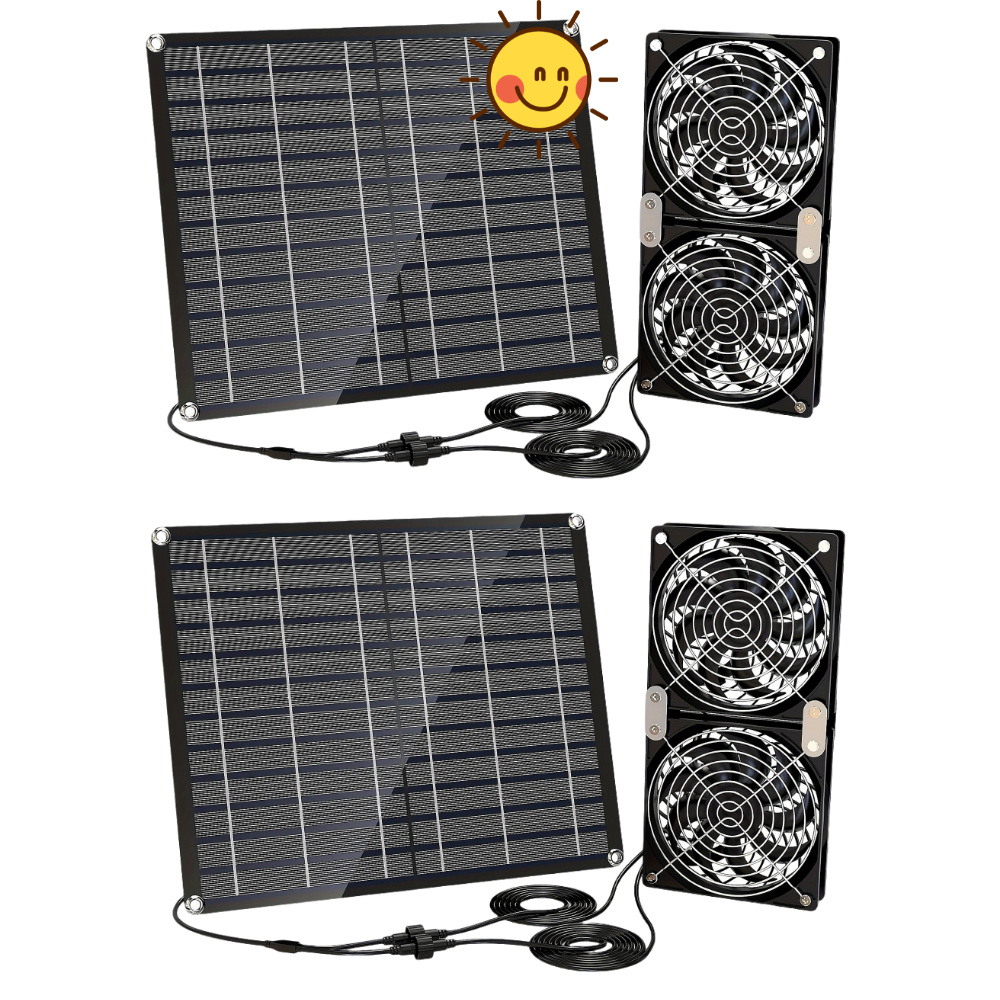2PCS Solar Fan, Solar Powered  - огляд і ціна Greenhouse Circulation Fan Waterproof