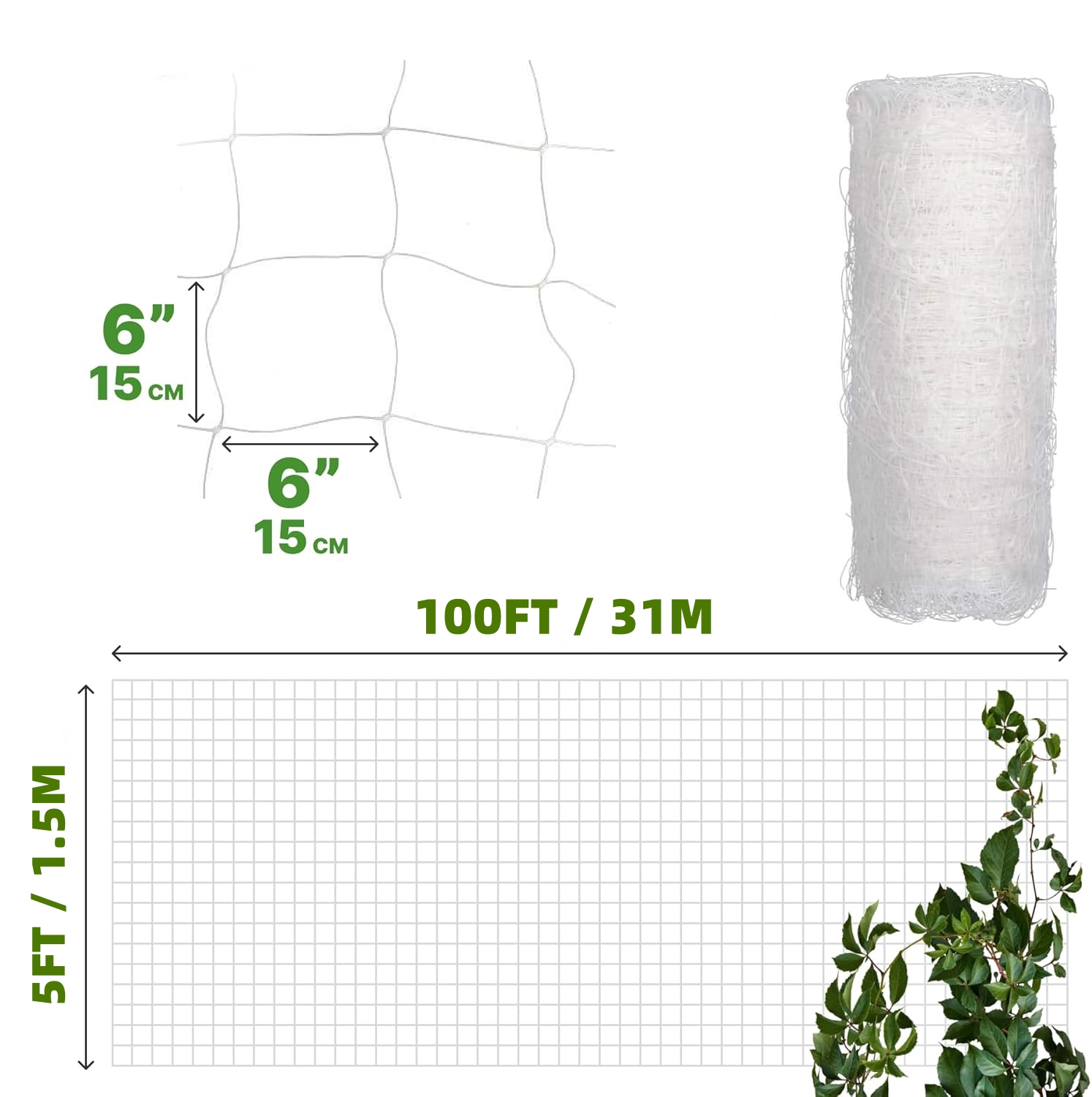 Plastic Trellis Netting 4x100f - огляд і ціна Plant Support Trellis Netting Climbing