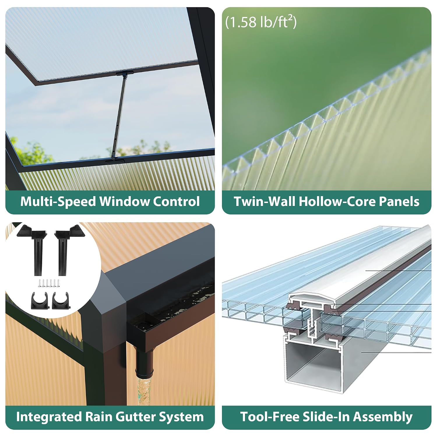 Polycarbonate Garden Greenhous - огляд і ціна Polycarbonate Greenhouse Aluminum Frame