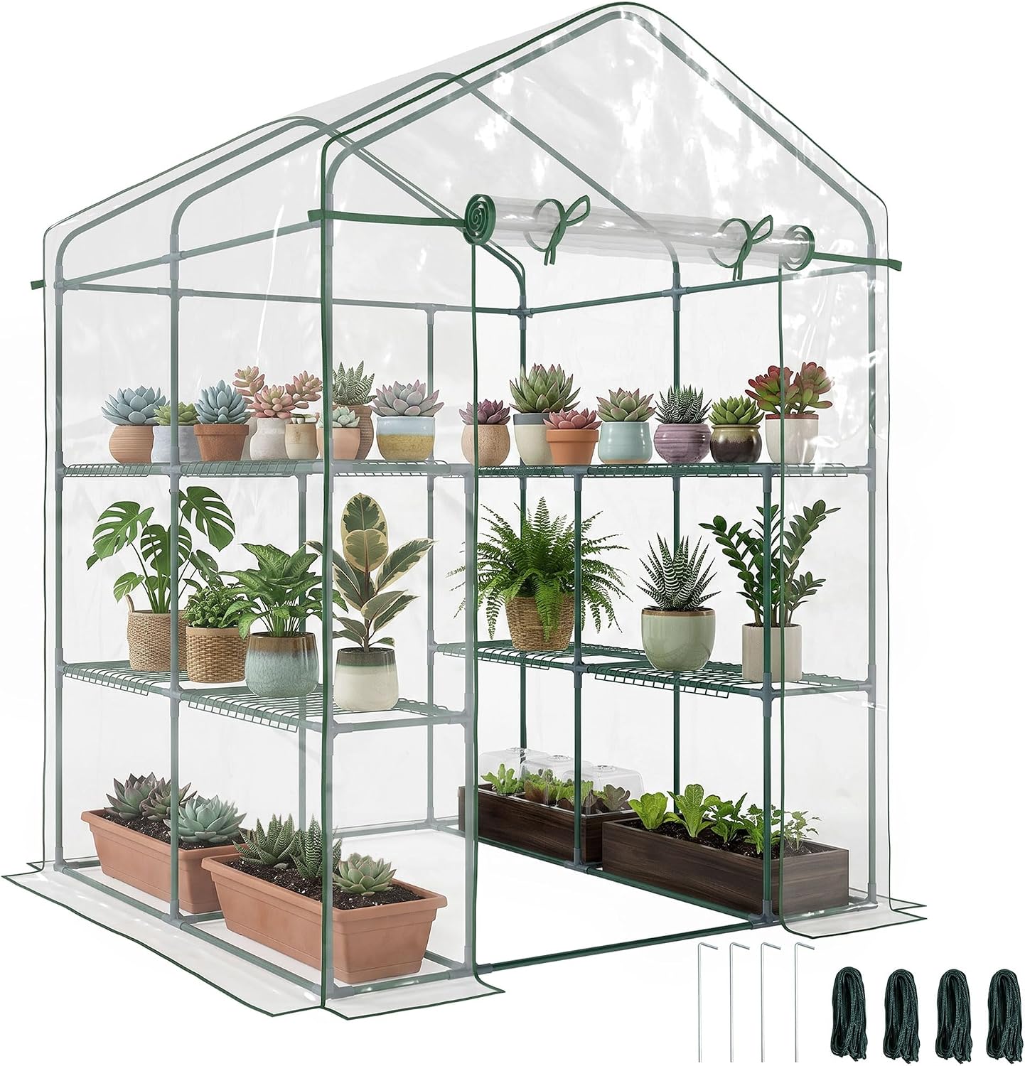 Clear Mini Walk-in Greenhouse  - огляд і ціна Mini Walk In Greenhouse 3 Tier Shelves