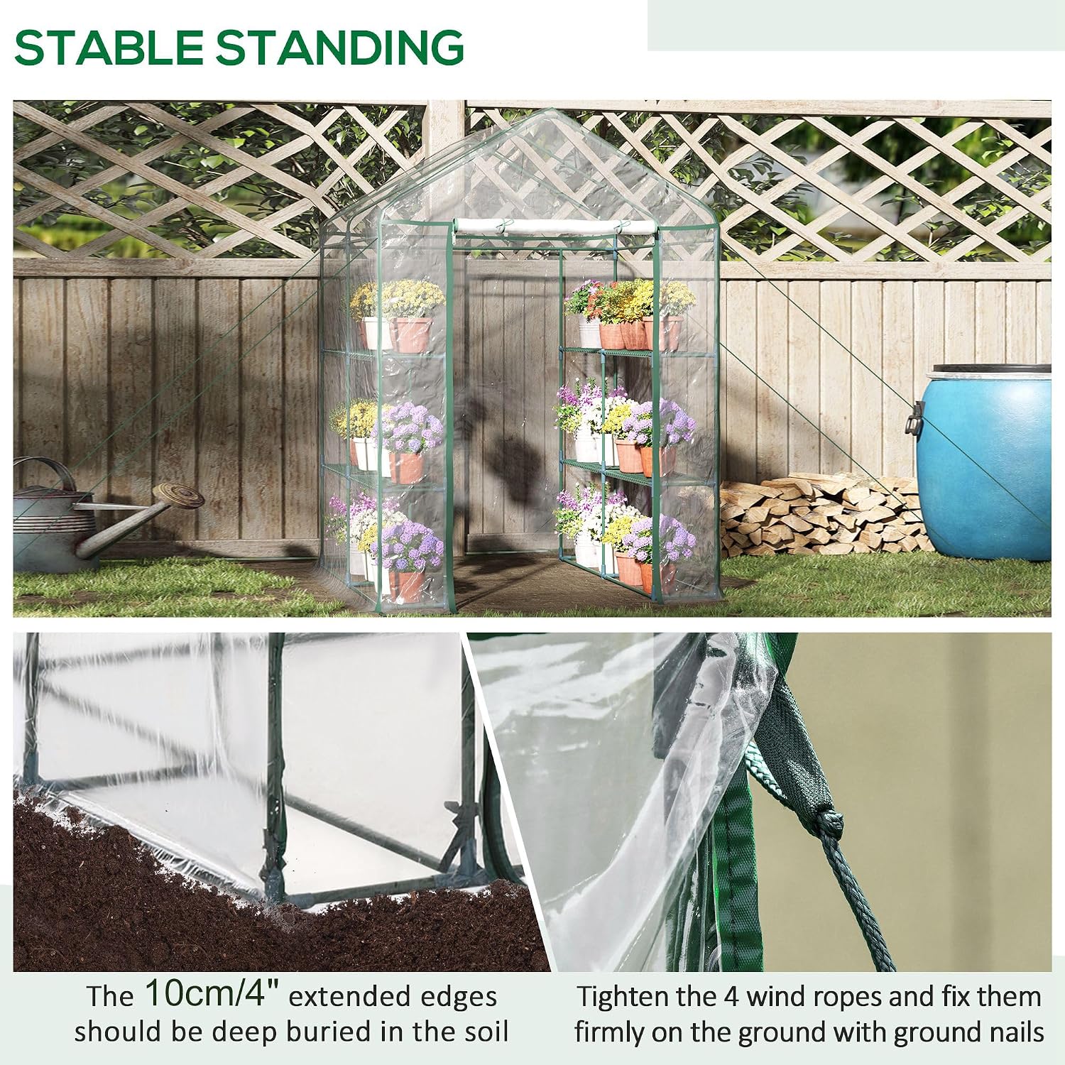 Clear Mini Walk-in Greenhouse  - огляд і ціна Mini Walk In Greenhouse 3 Tier Shelves