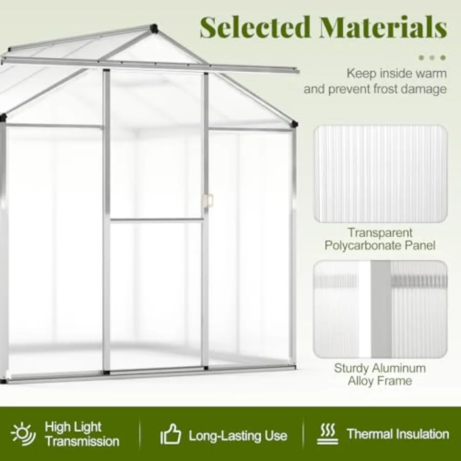 Greenhouse for outdoor garden, - огляд і ціна Polycarbonate Greenhouse Aluminum Frame