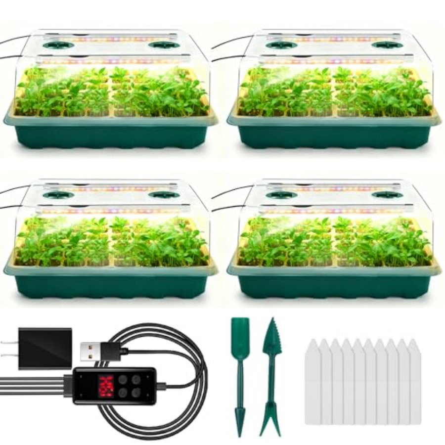 Seed Starter Tray with Grow Li - огляд і ціна Seed Starter Tray Kit With Grow Light