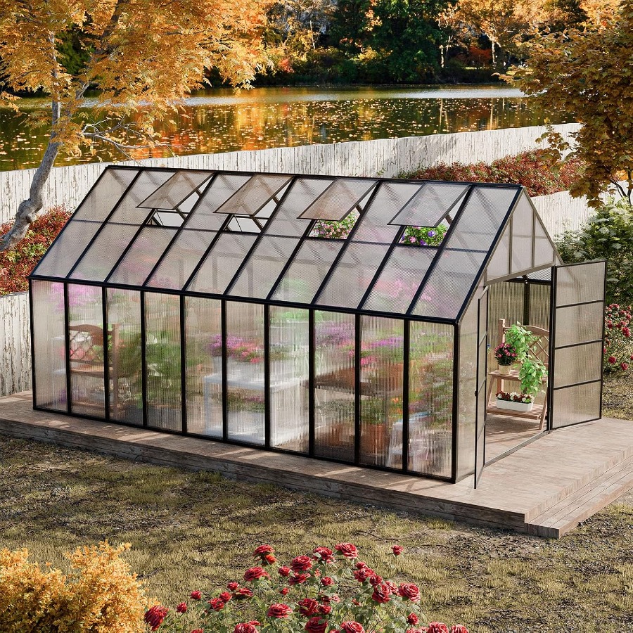 20x10x10 Feet Large Greenhouse - огляд і ціна Polycarbonate Greenhouse Aluminum Frame