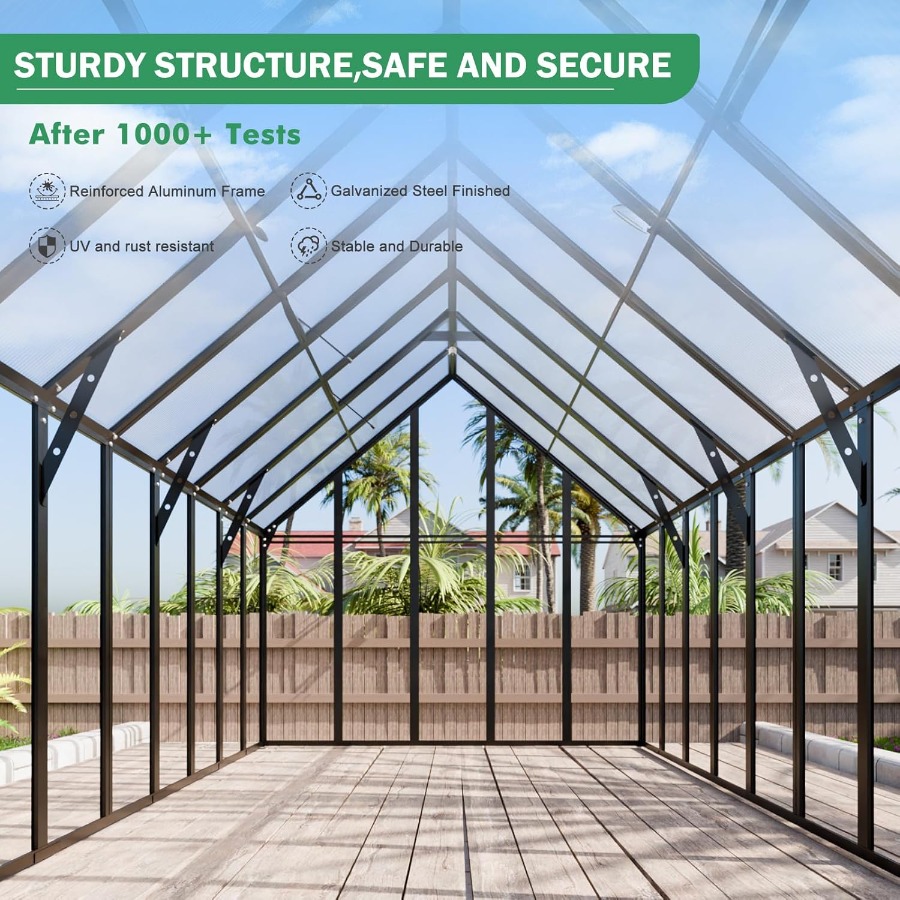 20x10x10 Feet Large Greenhouse - огляд і ціна Polycarbonate Greenhouse Aluminum Frame
