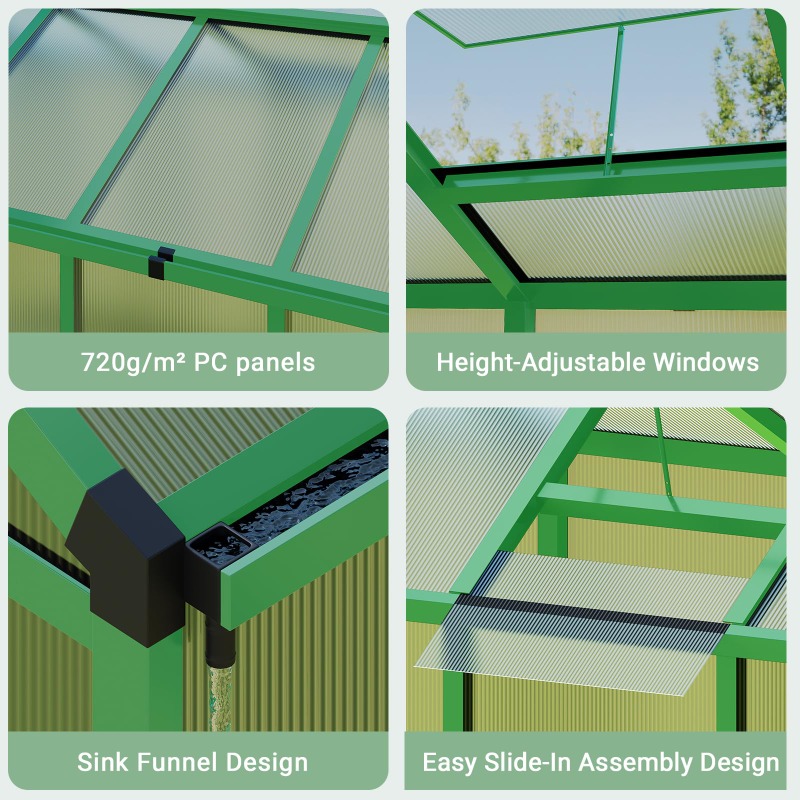 All-Season Walk-in Polycarbona - огляд і ціна Polycarbonate Greenhouse Aluminum Frame